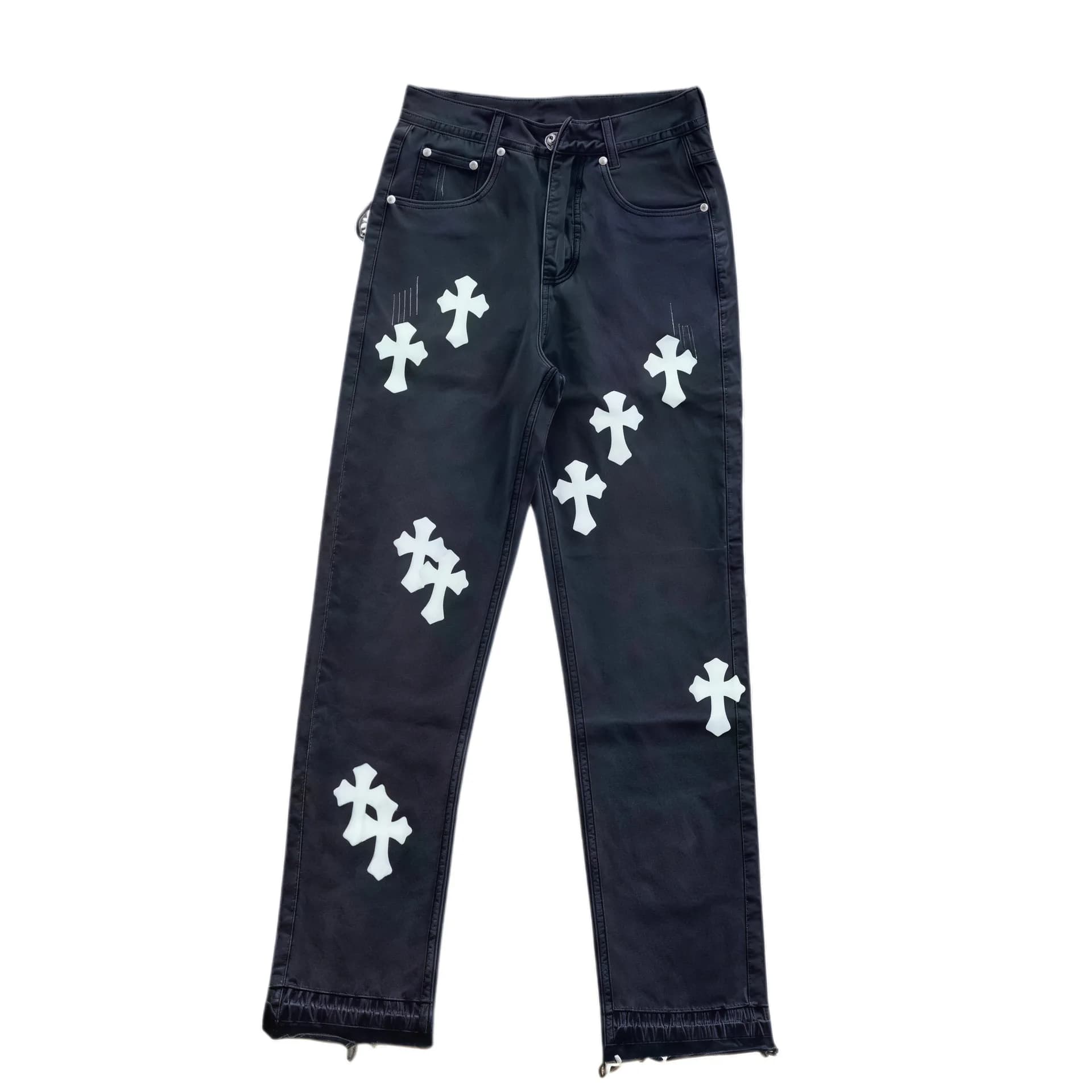 Chrome Hearts Cross Embroidered Black Jeans