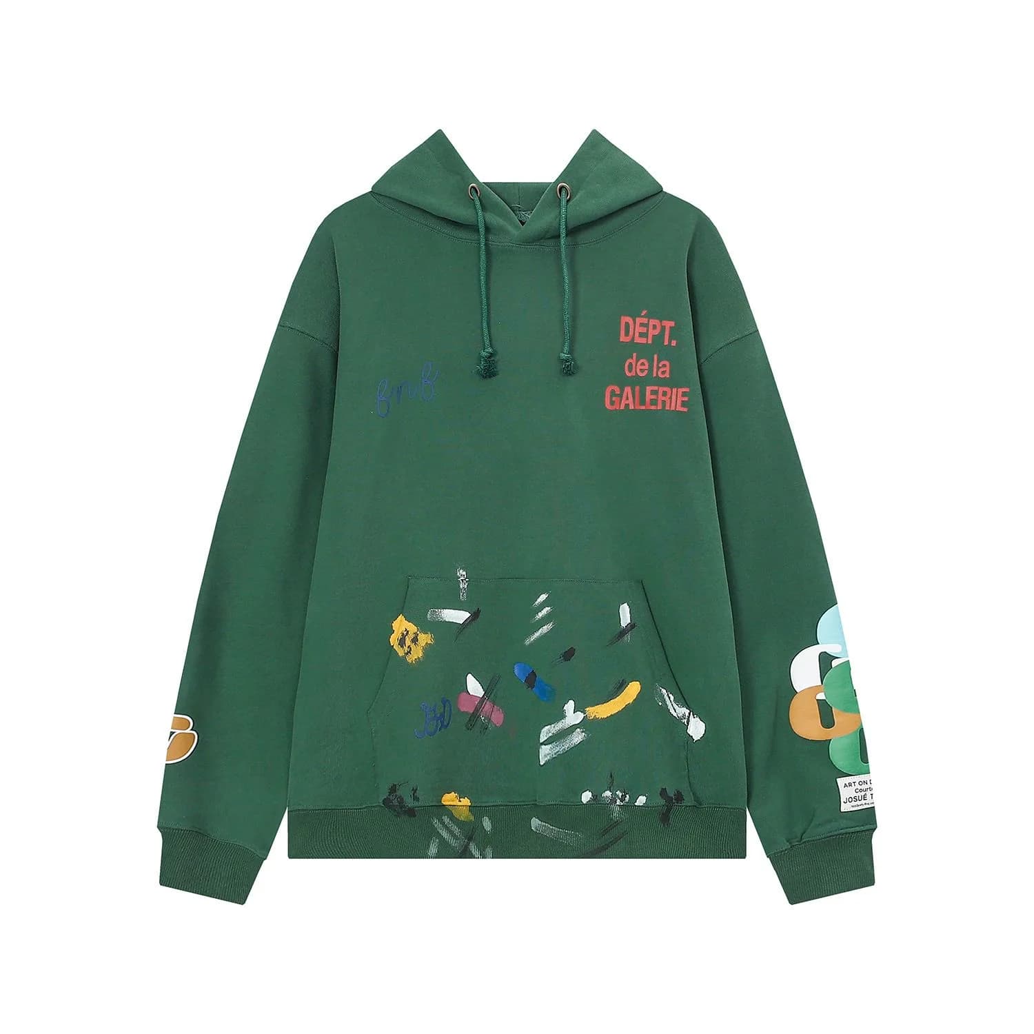 Josué Art On Cotton Hoodie in Forest Green