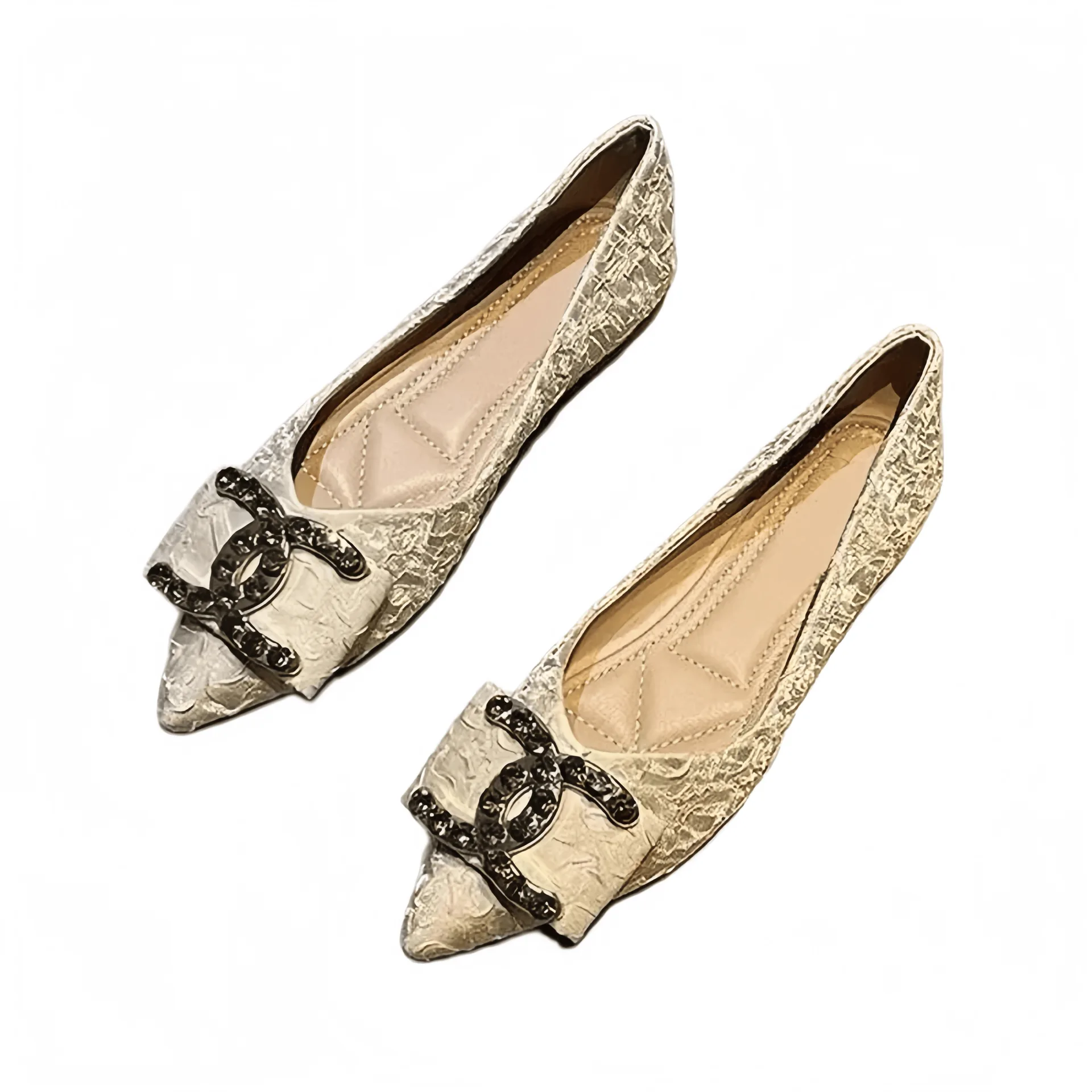 Chanel Chanel Classic Flats in Beige with CC Logo Beige - 1