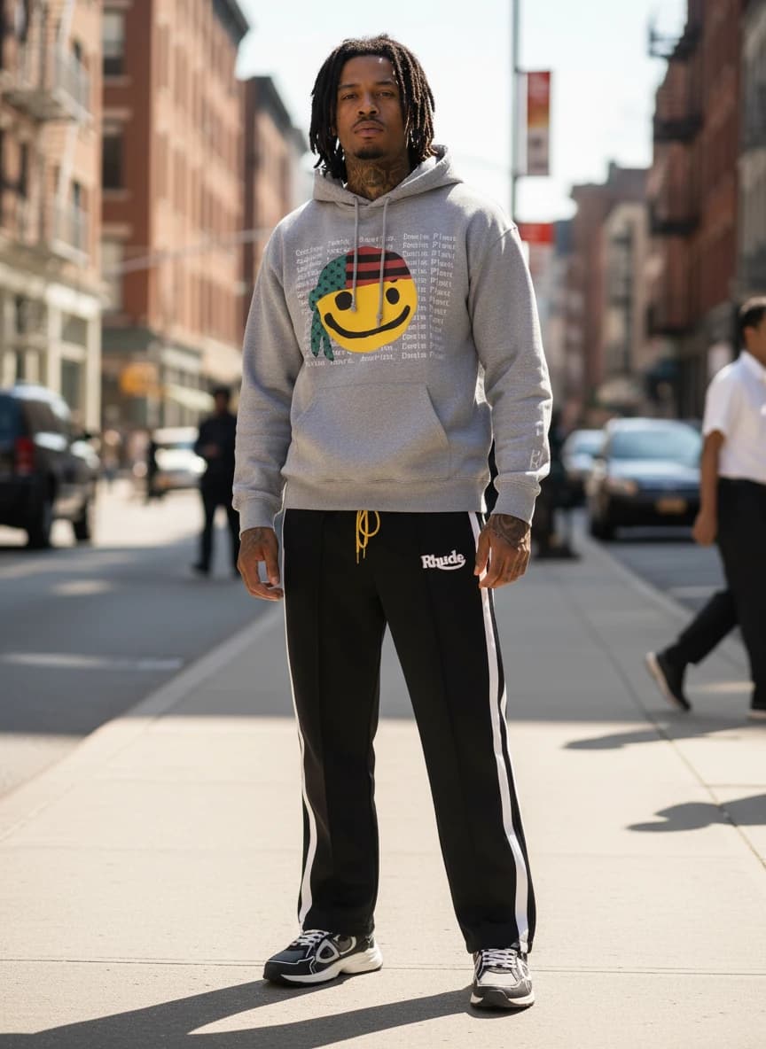 Anther Country Grey Hoodie with Smiley Face Print