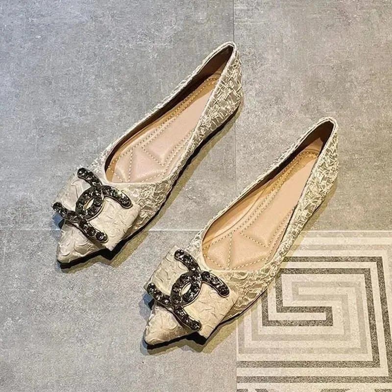Chanel Classic Flats in Beige with CC Logo