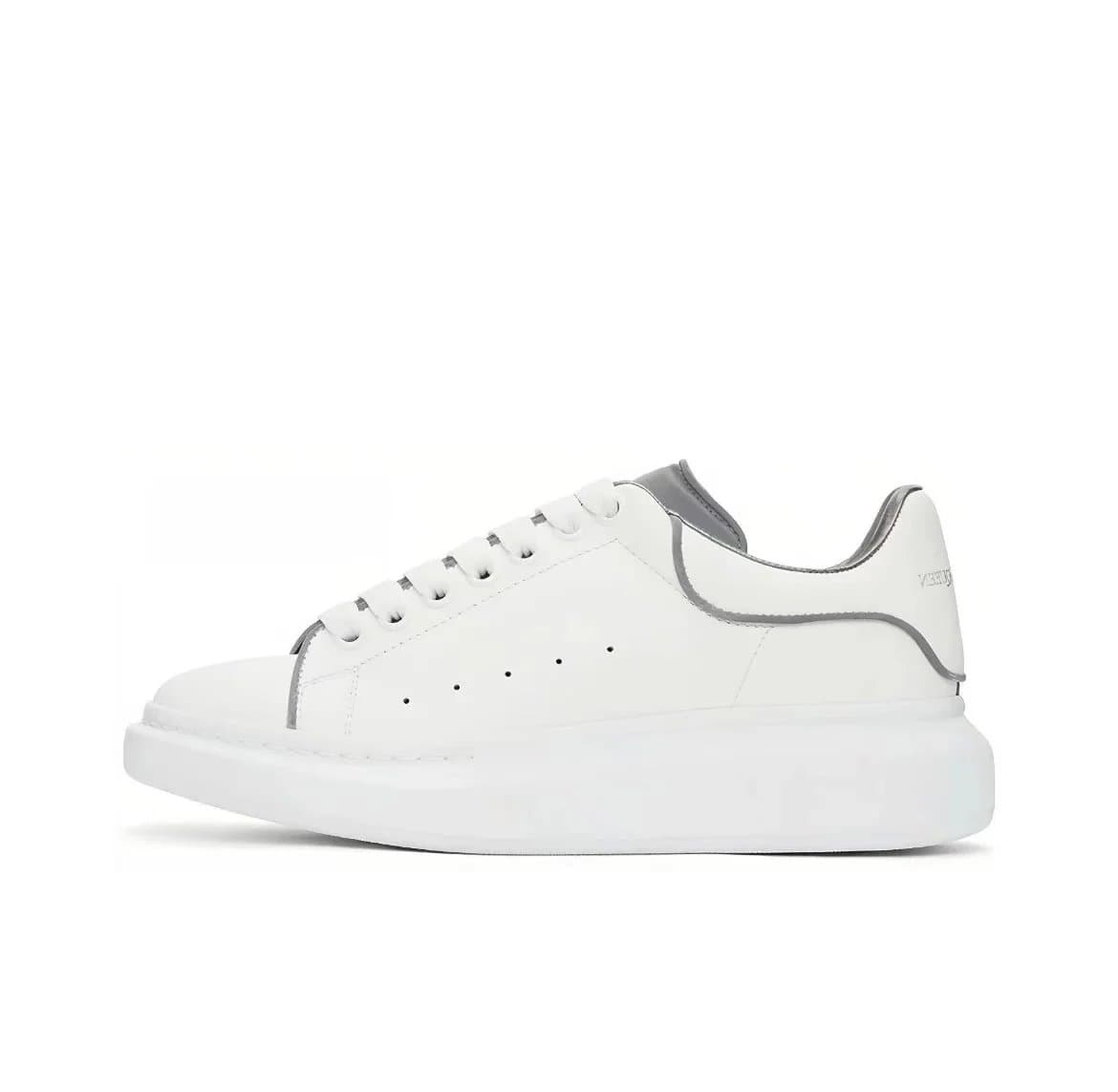 Alexander McQueen Alexander McQueen White Leather Sneakers with Grey Accents White