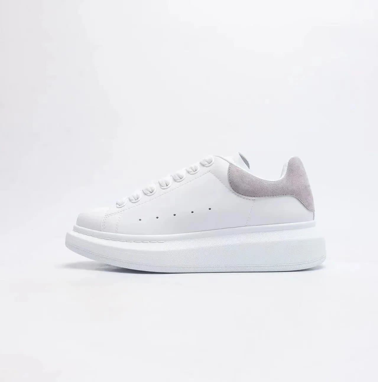 Alexander McQueen Alexander McQueen White & Grey Leather Sneakers White