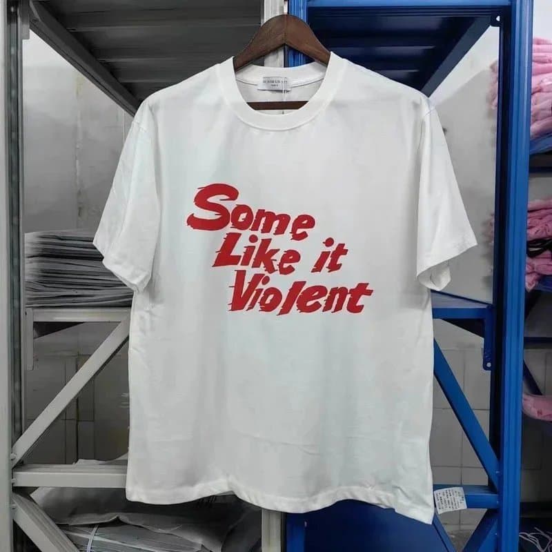 Desmond & Dempsey White 'Some Like it Violent' Graphic T-Shirt White - 1
