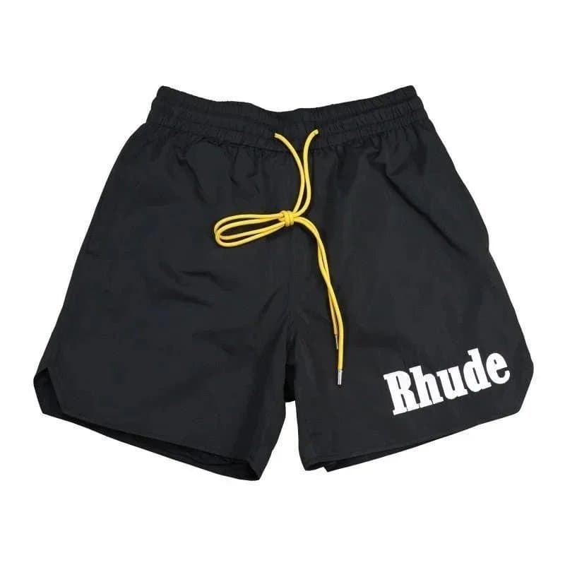 Rhude Rhude Black & Yellow Drawstring Shorts Black