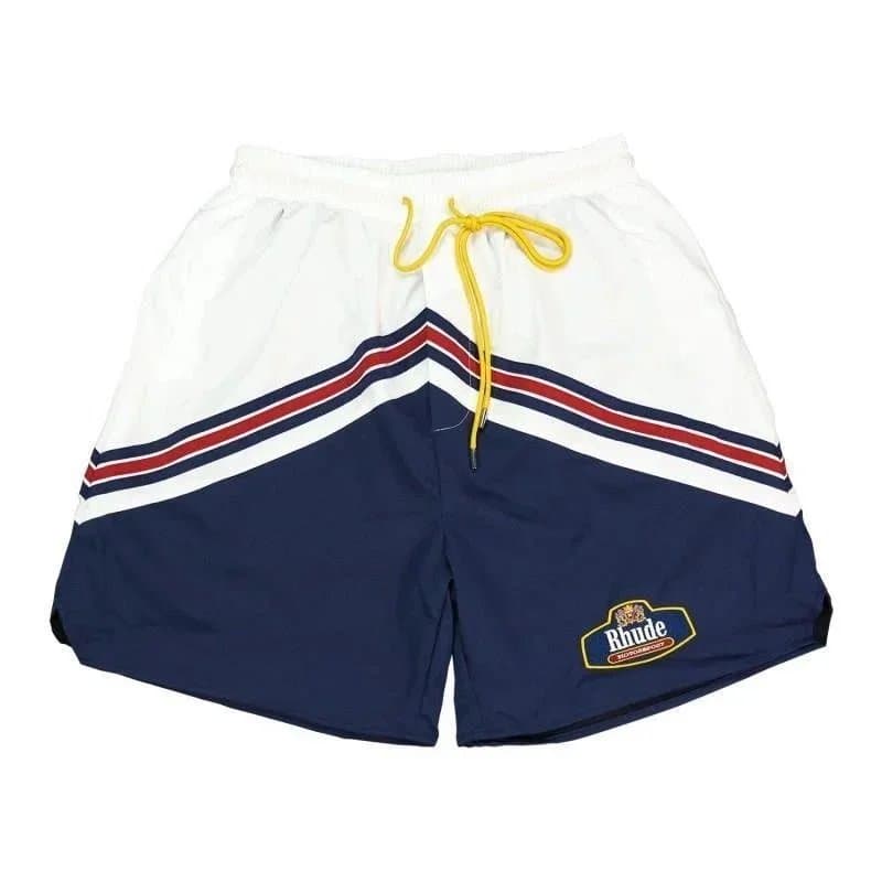 Rhude Rhude Colorblock Shorts with Navy and White Design Navy