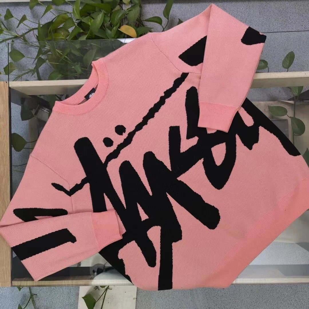 Stussy Pink 'Box Logo' Sweater