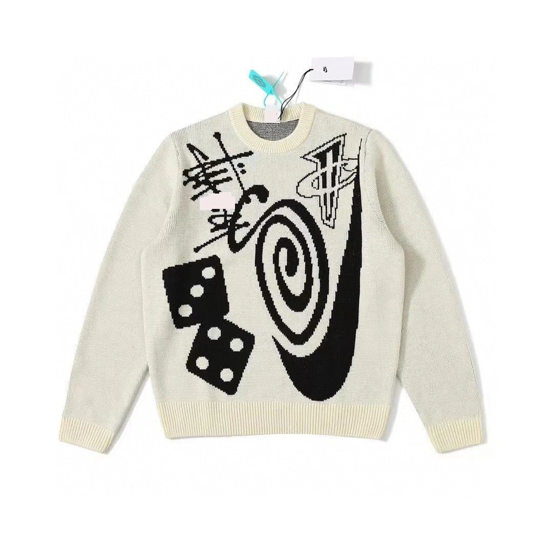 Nike Reverse Weave Graphic Knit Sweater in Sail/Black