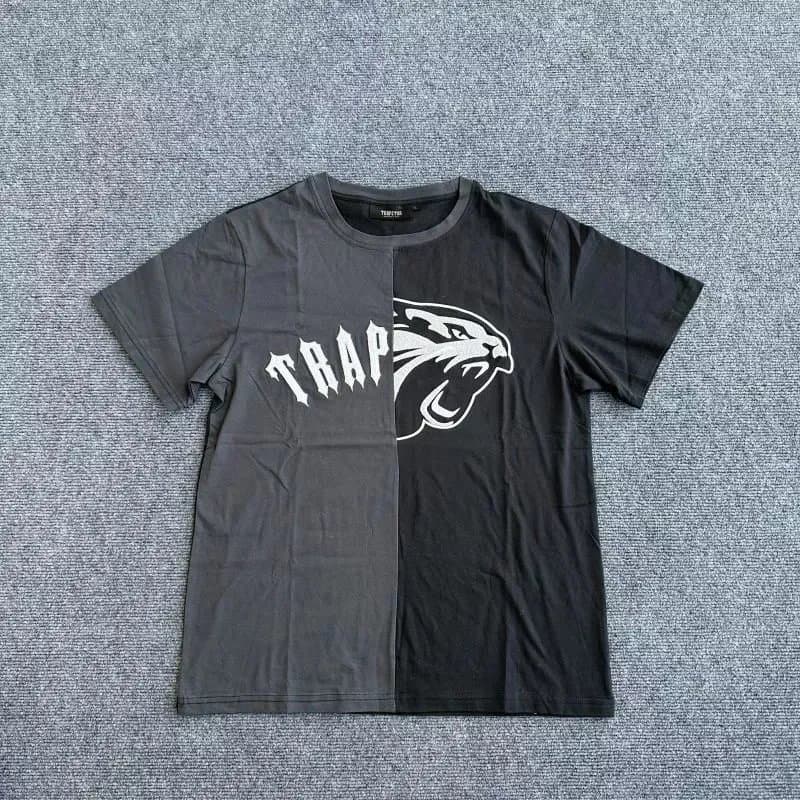 Split Design TRAP T-Shirt in 21 Black Grey