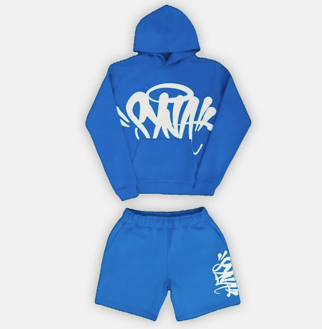 SATAK SATAK Blue and White Cropped Hoodie & Shorts Set Blue - 1