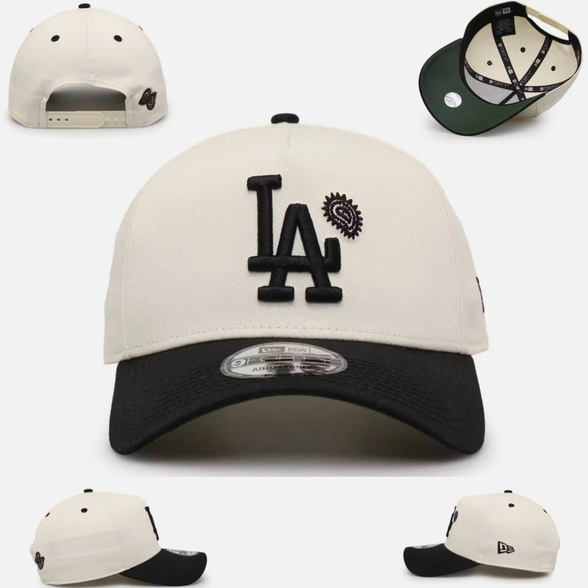 New Era New Era Los Angeles Dodgers LA Logo Cap - Cream/Black Beige - 1