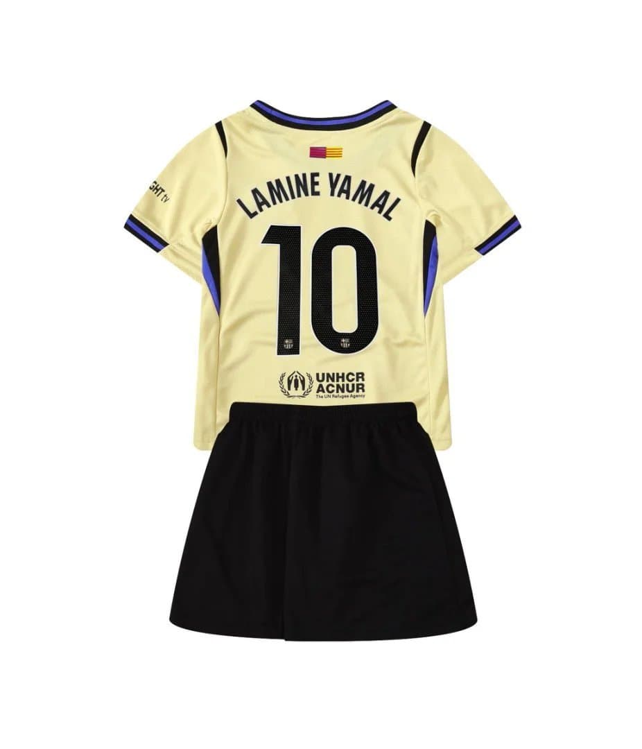 FC Barcelona FC Barcelona Lamine Yamal 10 Yellow Away Kit with Black Shorts Yellow - 1