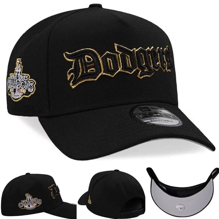 New Era New Era LA Dodgers Black & Gold World Series Champions Cap Black - 1