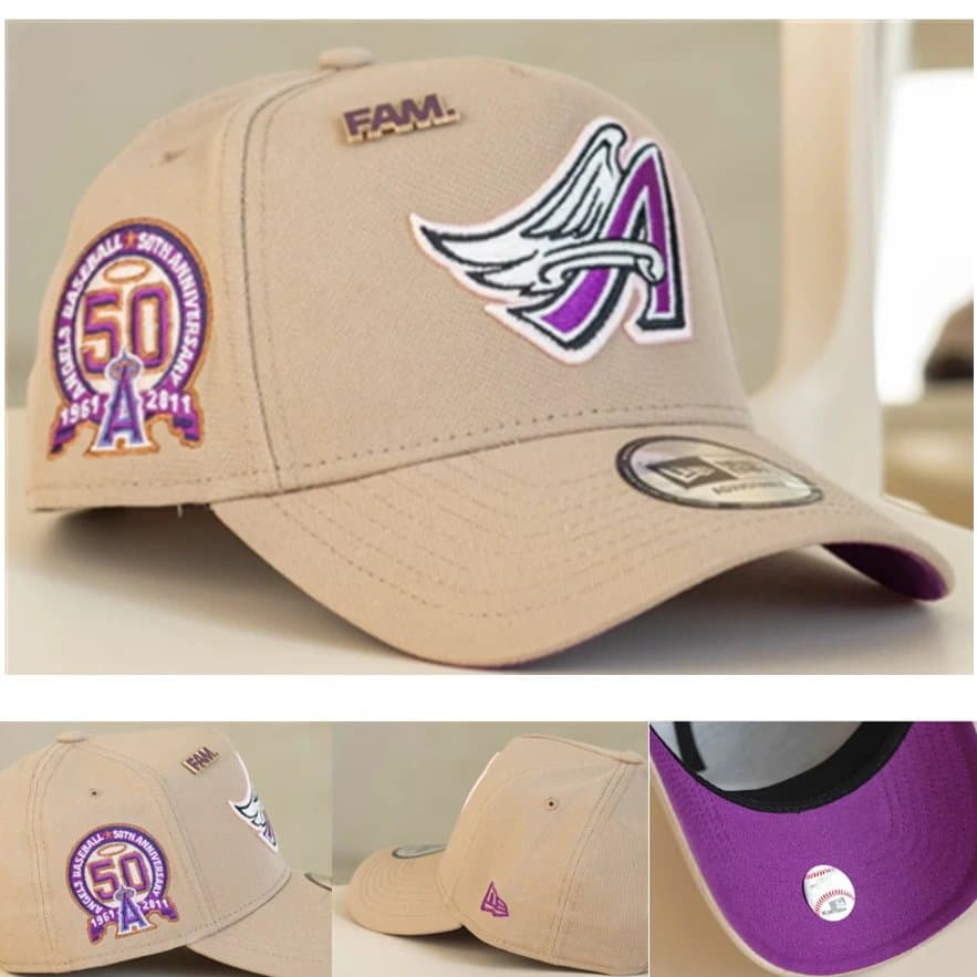 New Era New Era Angels 50th Anniversary Cap - Khaki/Purple Beige - 1