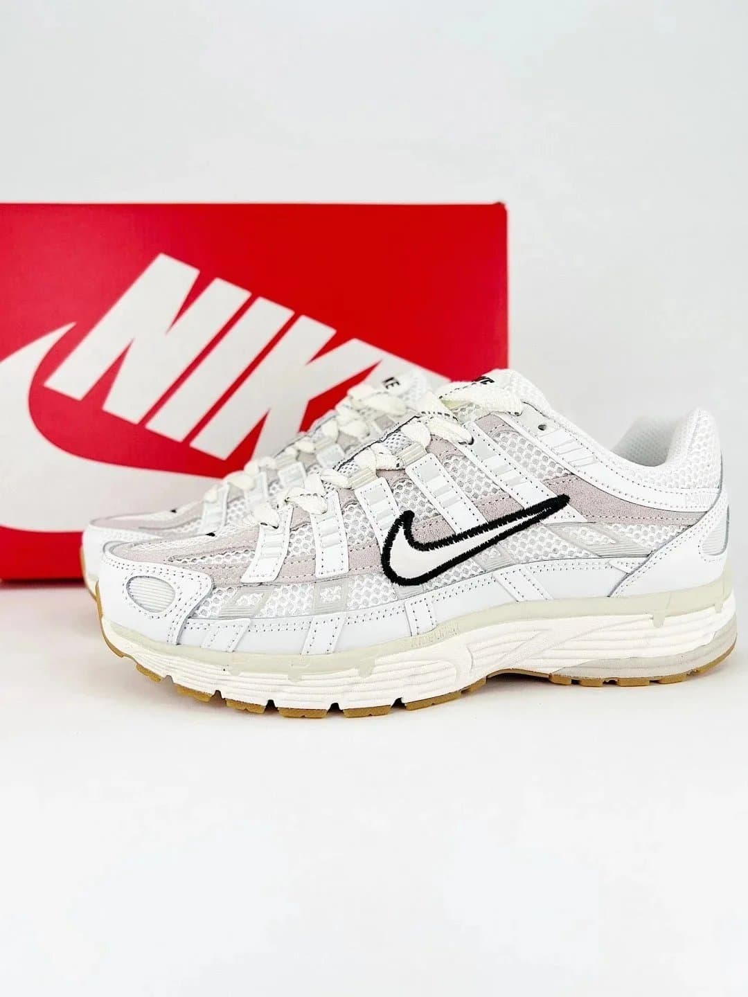 Nike P-6000 White/Gum Sole Sneakers
