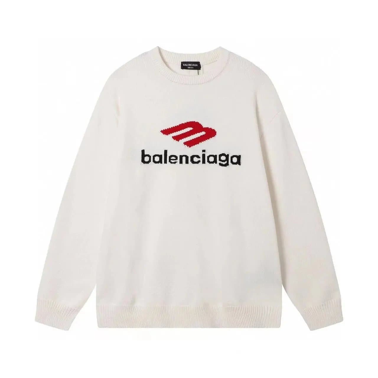 Balenciaga White Logo Knit Sweater