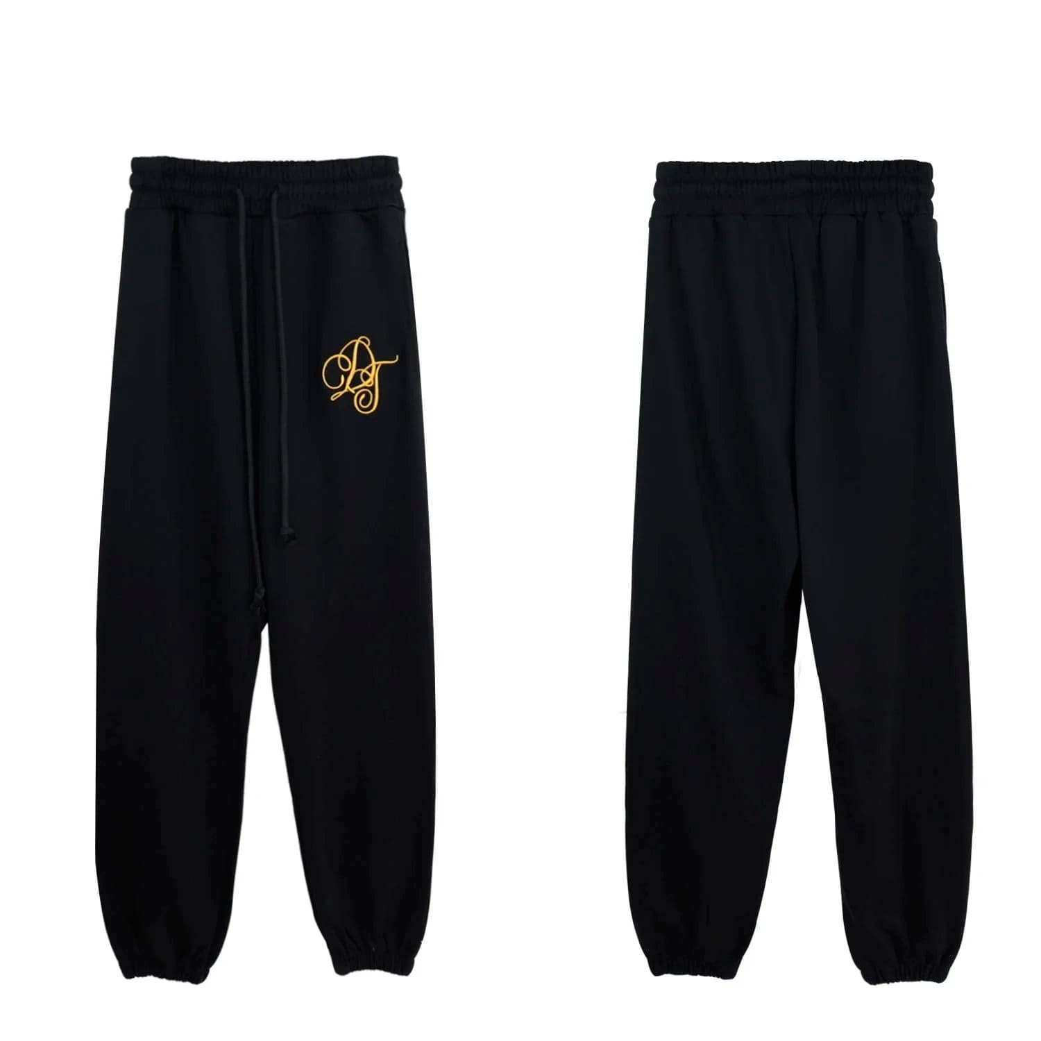 Dapper Dan Black Sweatpants with Gold Embroidery