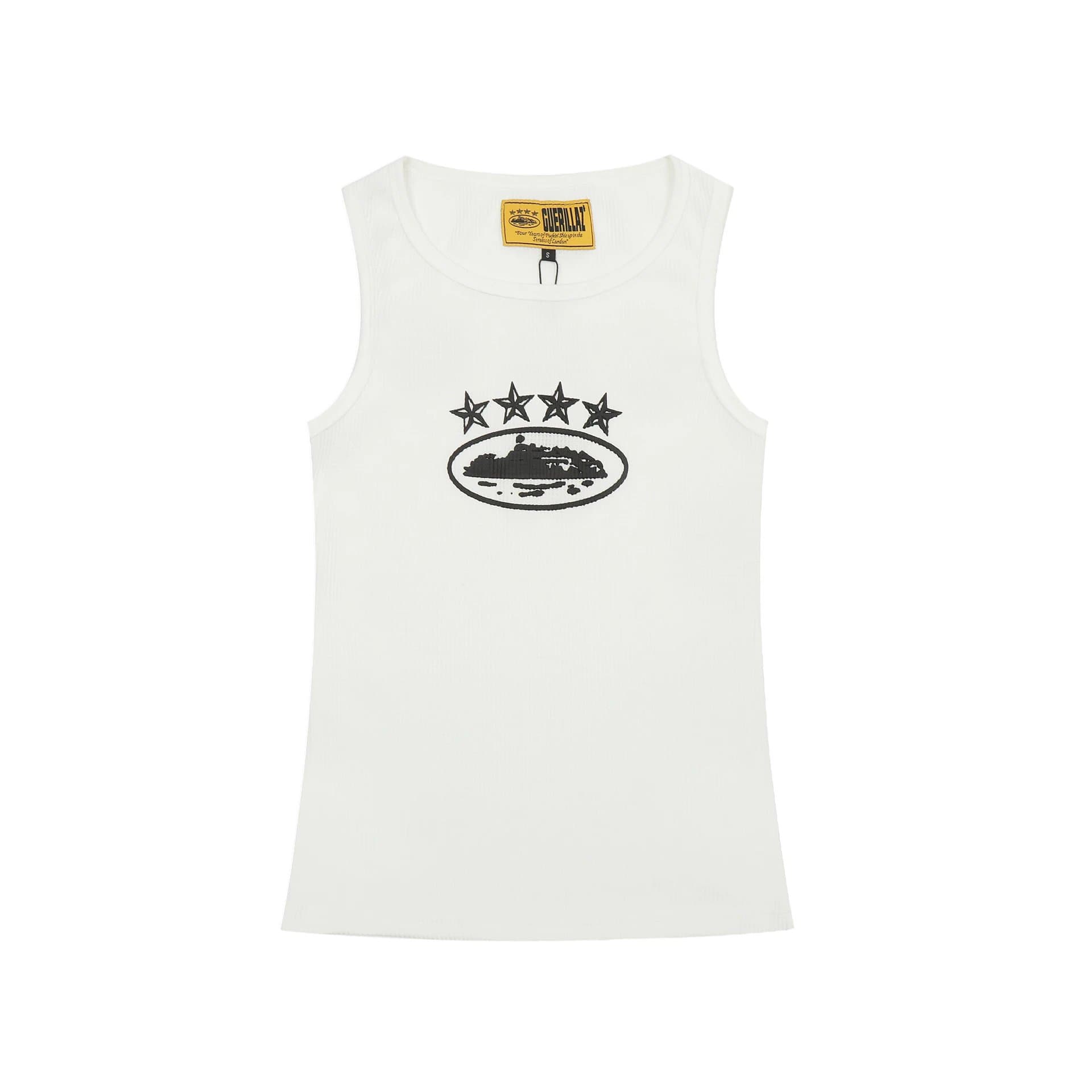 Guerilla Tactic Guerilla Tactic White Ribbed Tank Top with Star Logo White - 1