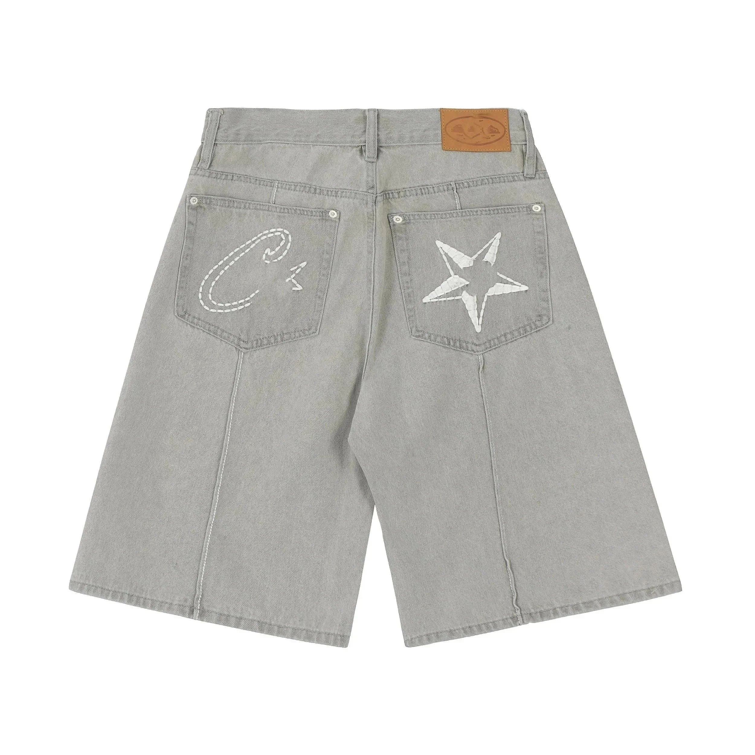 CLOT CLOT Star Embroidered Denim Shorts Grey - 1