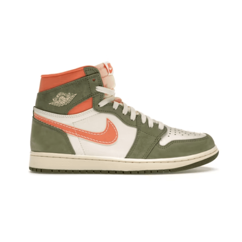 Air Jordan 1 High Retro Sneakers in Olive Green and Orange