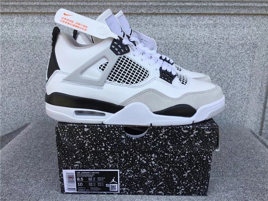 Air Jordan 4 Retro White Grey Black Sneakers