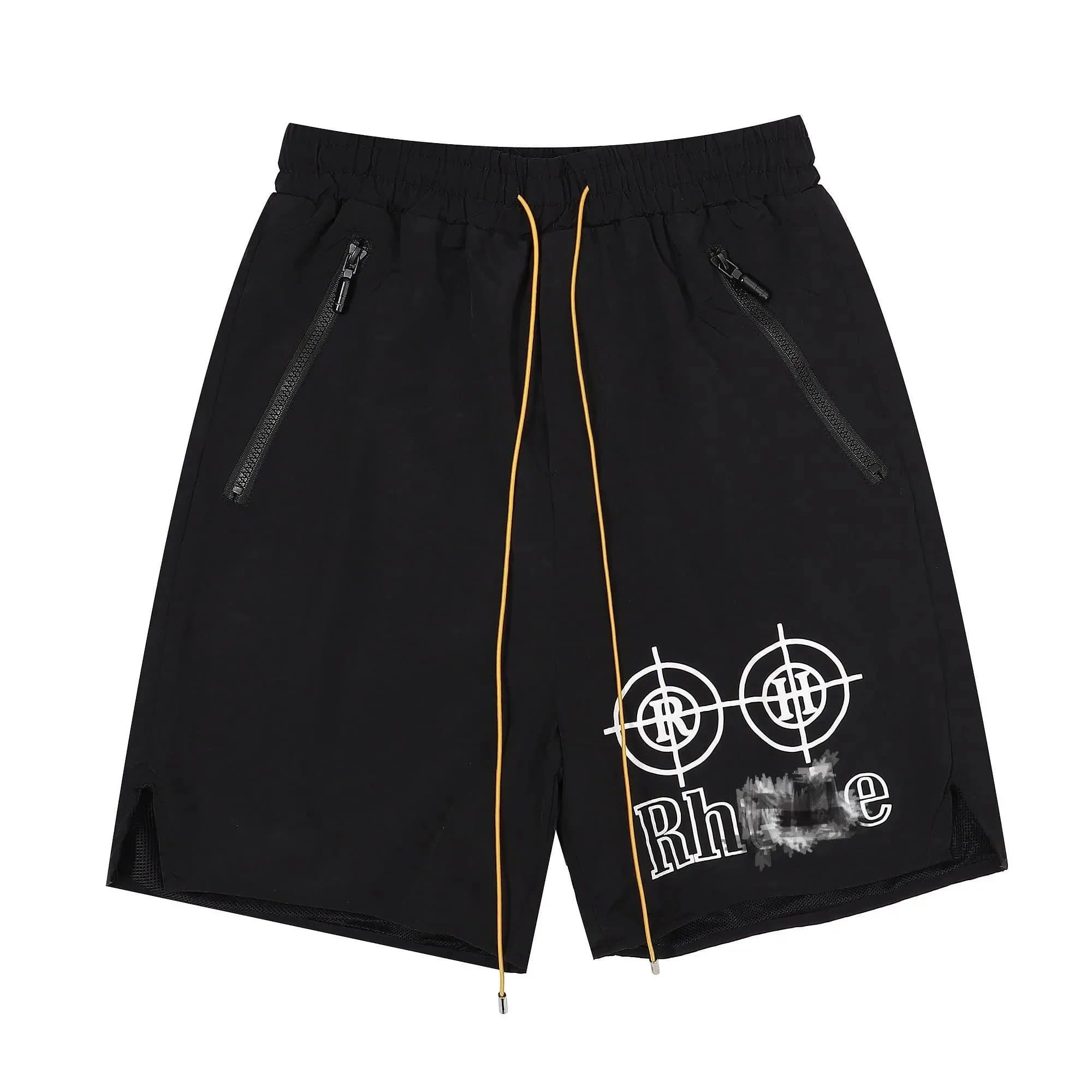 Rhein Rhein Shorts in Black with Yellow Drawstring and Zipper Pockets Black - 1