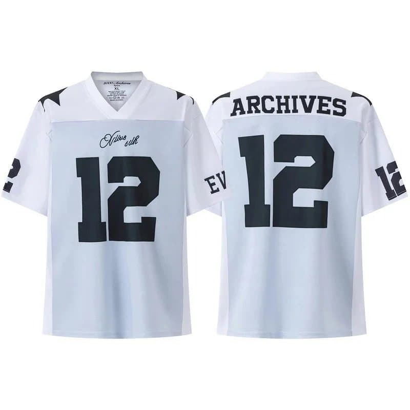 Nivea Archives Nivea Archives White and Black Number 12 Jersey White - 1