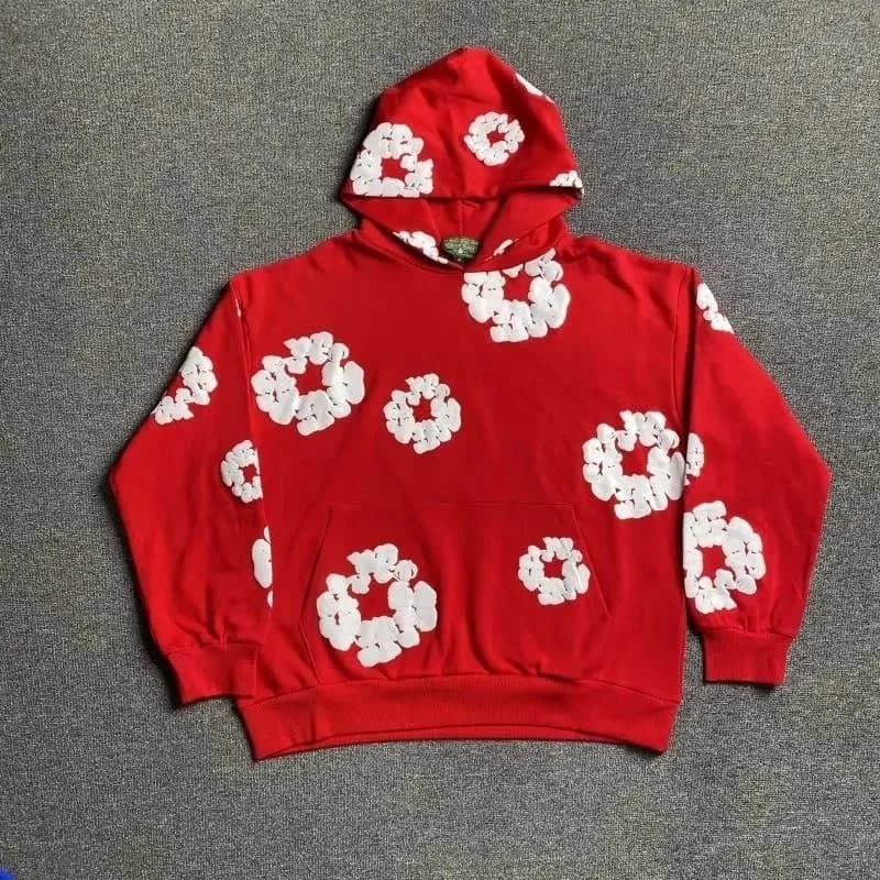 Supreme Box Logo Red Hoodie with White Floral Pattern