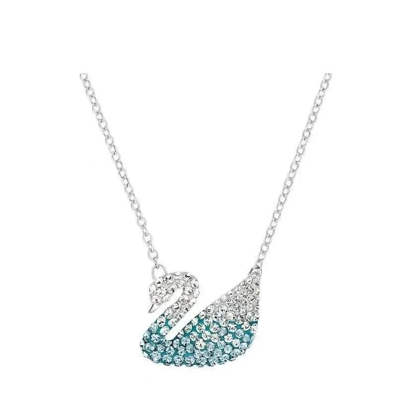 Swarovski Swan Necklace in Blue Crystal Blue