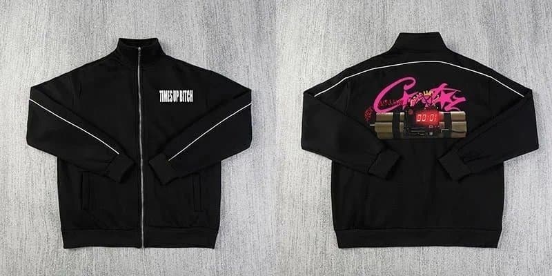 CLOT CLOT x Times Up Bitch Black Track Jacket with Pink and Gold Accents Black - 1