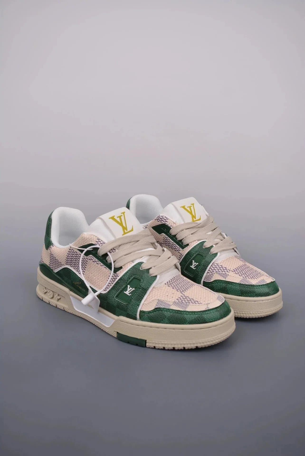 Louis Vuitton LV Trainer Sneakers in Beige/Dark Green