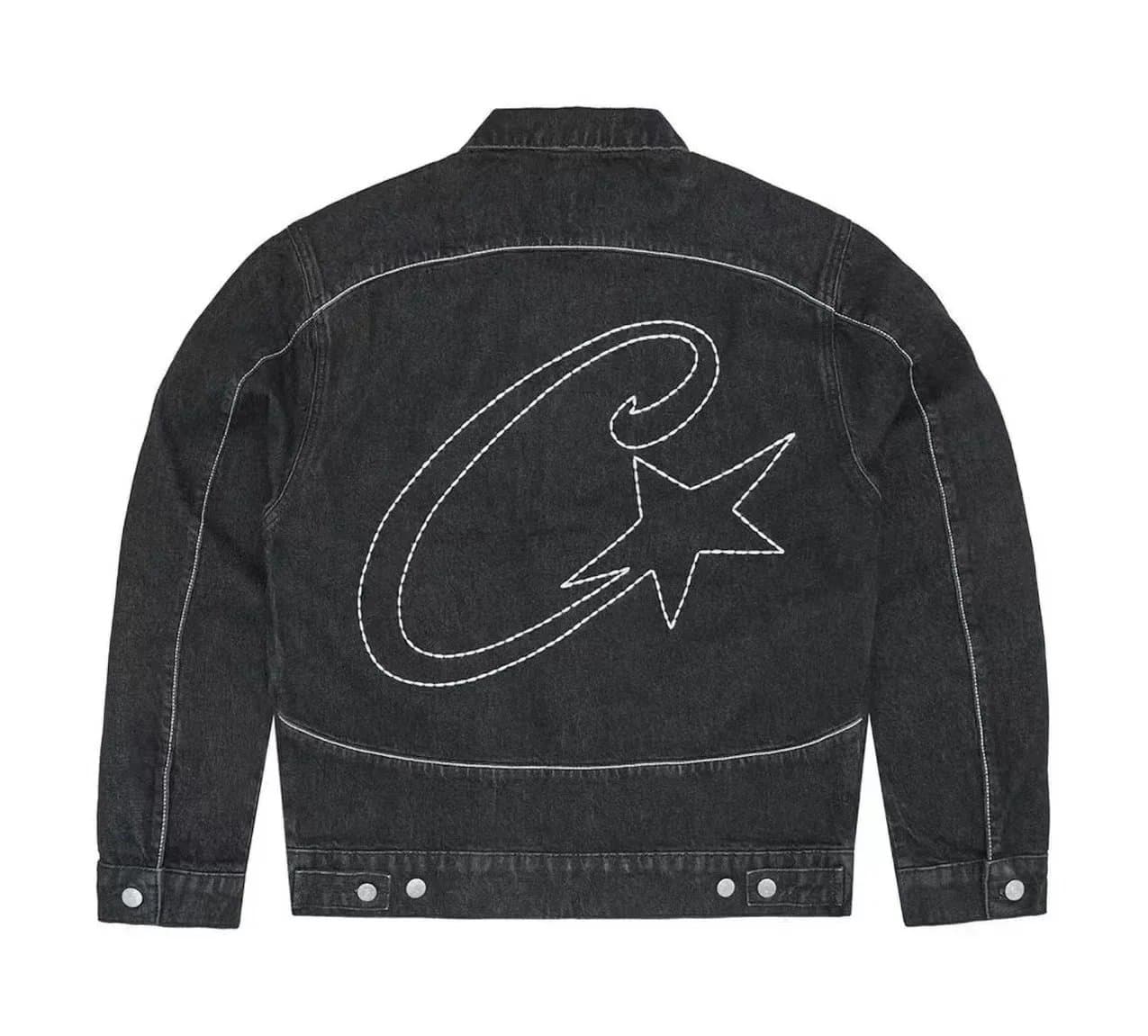 CLOT CLOT Dark Wash Denim Jacket with White Embroidery Black - 1