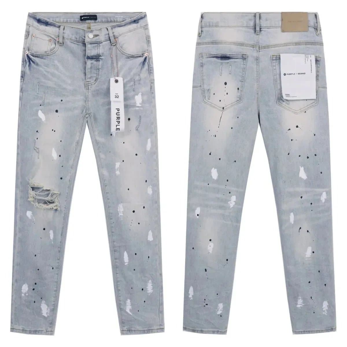 Purple Brand Paint Splatter Distressed Jeans