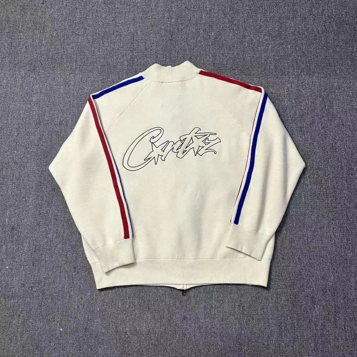 CLOT CLOT Track Jacket in Cream with Red and Blue Stripes Cream - 1
