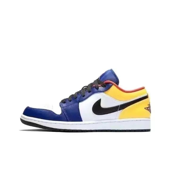 Air Jordan 1 Low Retro Sneakers in Blue/Yellow/White