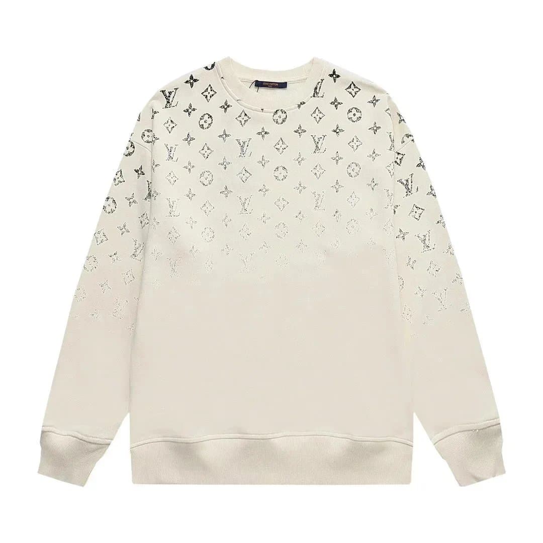Louis Vuitton Monogram Print Crewneck Sweatshirt in Cream