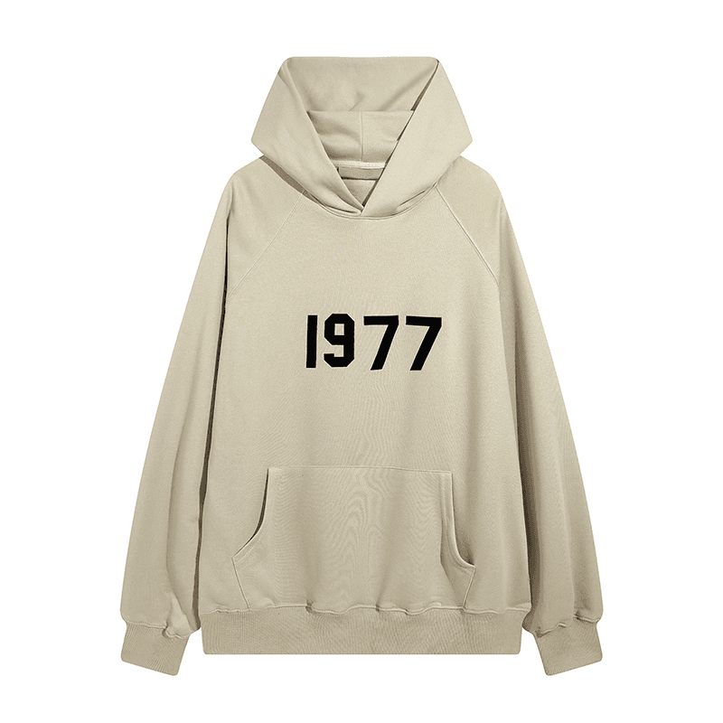 Unisex Beige '1977' Graphic Hoodie