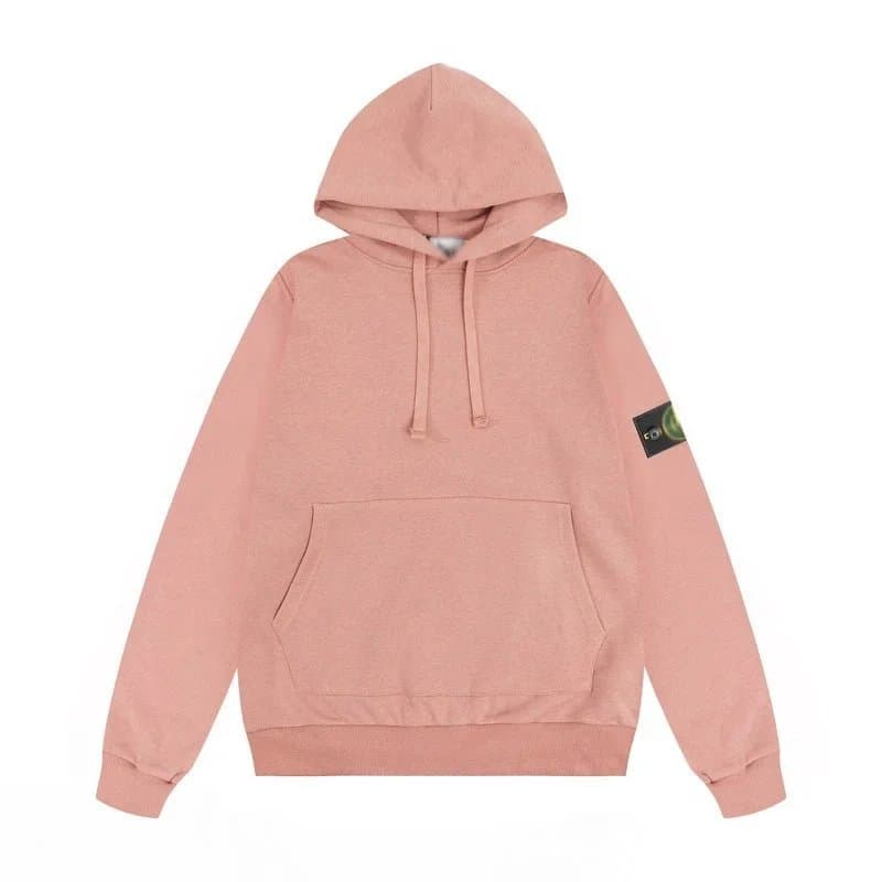 Stone Island Pink Hoodie with Green Patch
