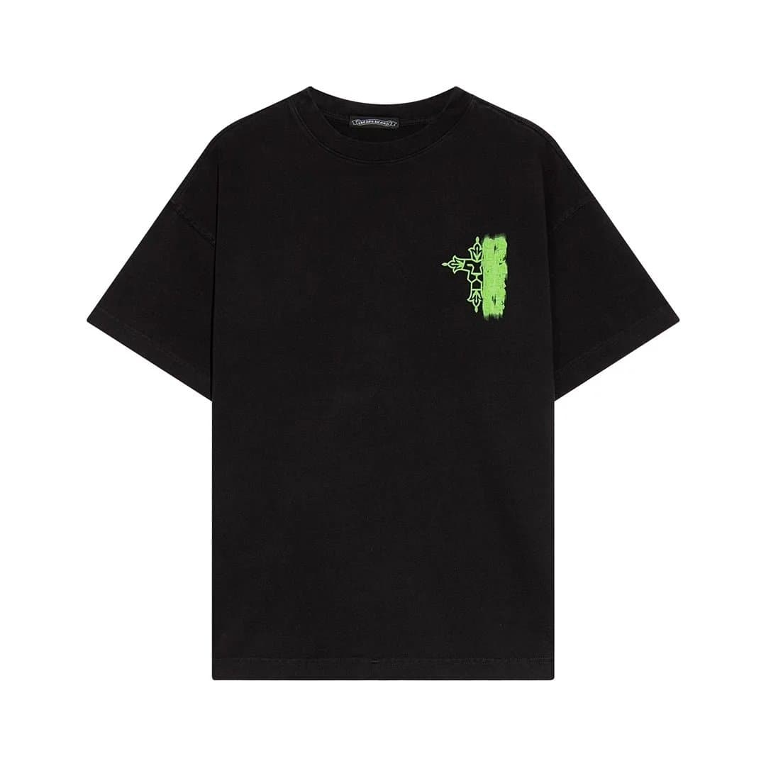 Famz Black Oversized T-Shirt with Green Graphic Print Black - 1