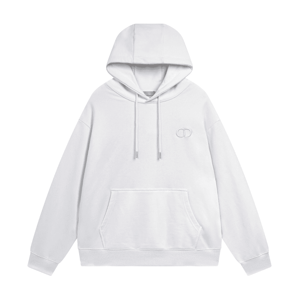 White Oversized Hoodie with Embroidered Logo