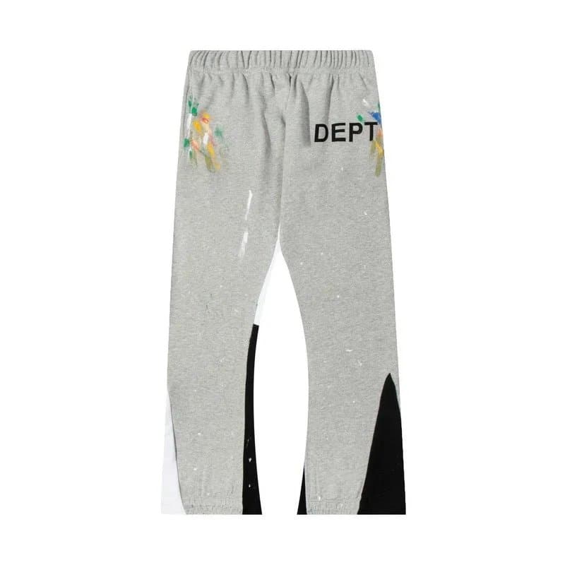 Dept. Grey Paint Splatter Sweatpants with Color Block Panels