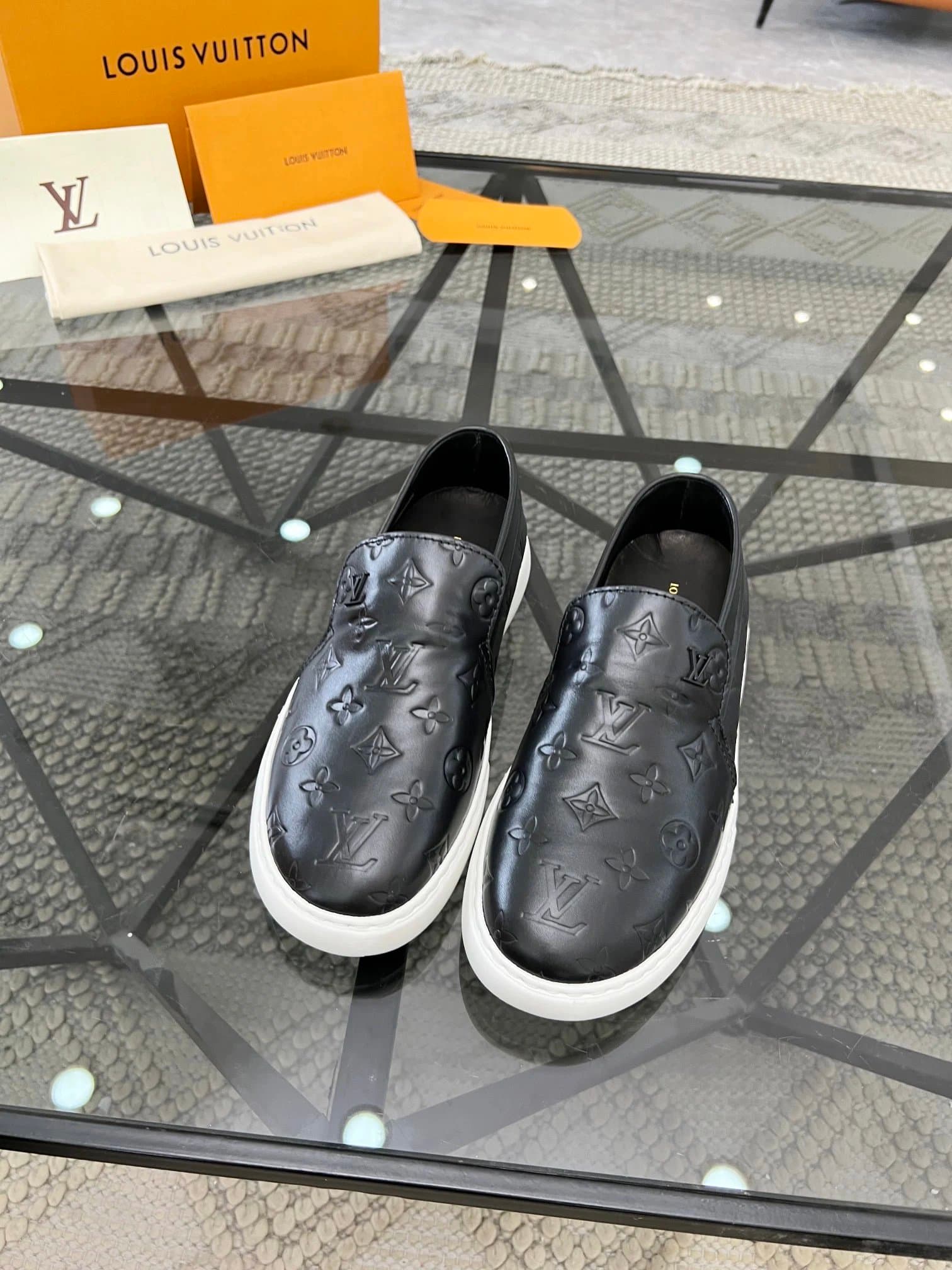 Louis Vuitton Monogram Embossed Slip-On Sneakers