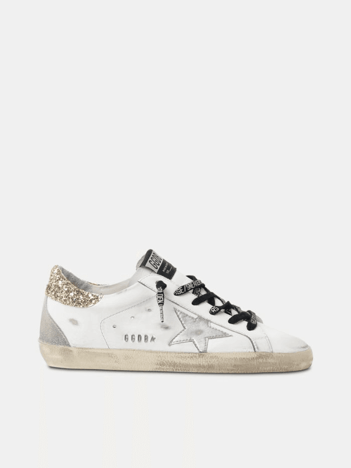 Golden Goose Golden Goose Superstar Sneakers in White with Gold Glitter Heel Tab White