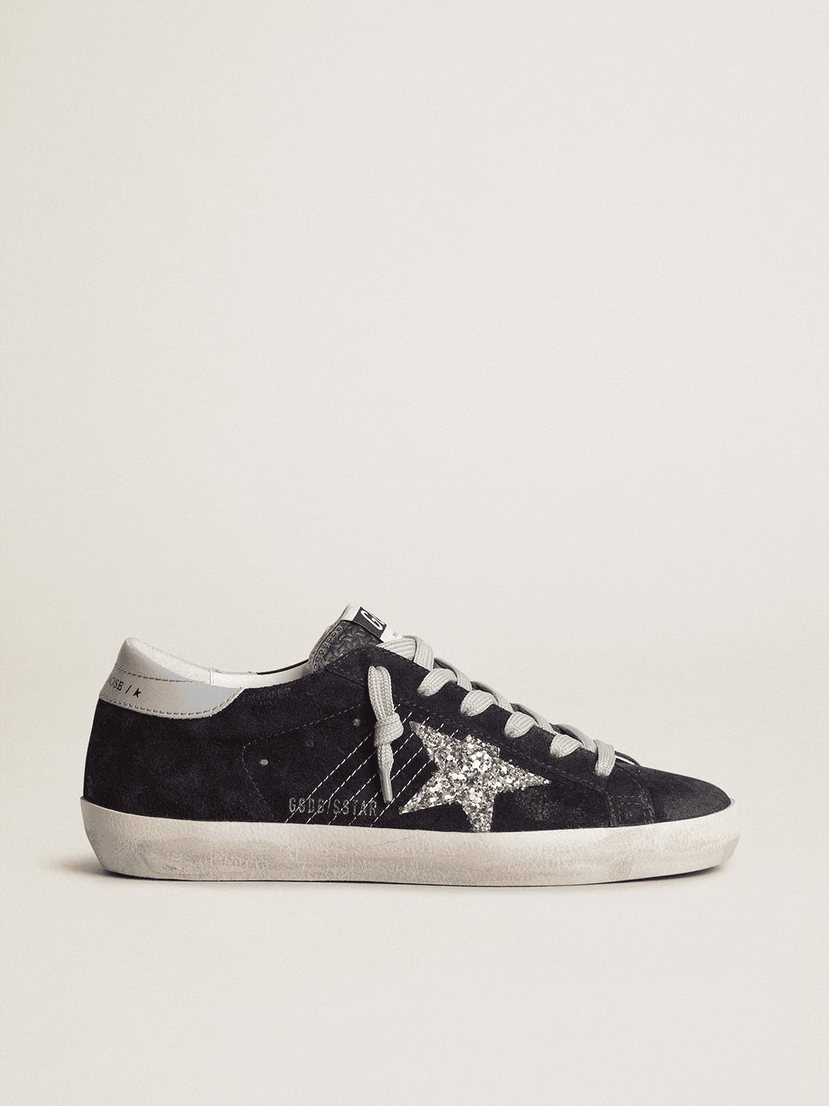 Golden Goose Golden Goose Superstar Sneakers in Navy with Silver Glitter Star Navy