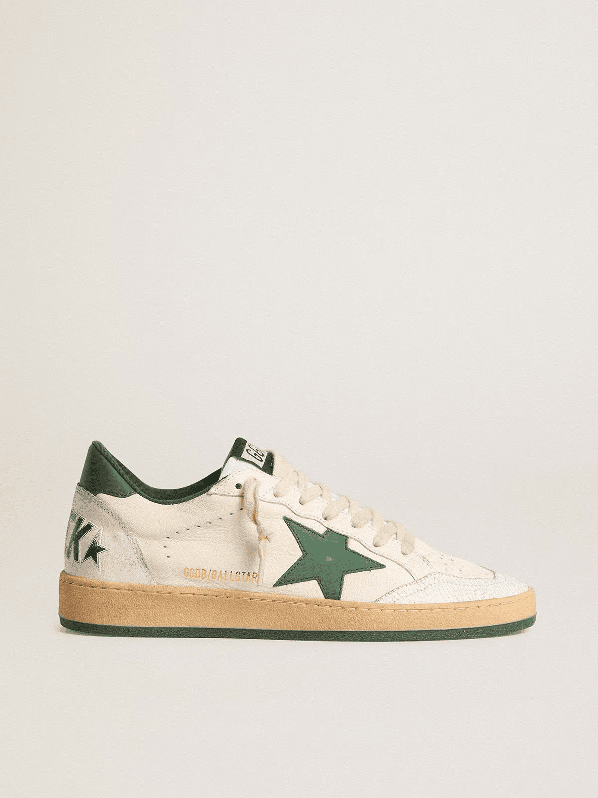 Golden Goose Golden Goose Ball Star Sneakers in Cream/Forest Green Cream