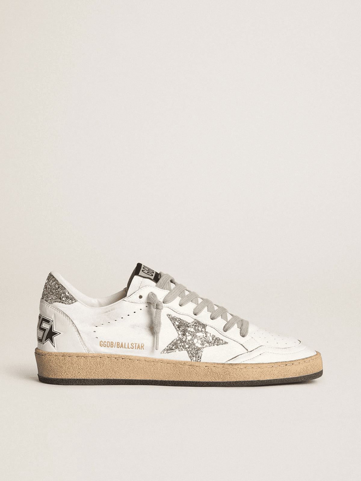 Golden Goose Golden Goose Ball Star Sneakers in White with Silver Glitter Star White
