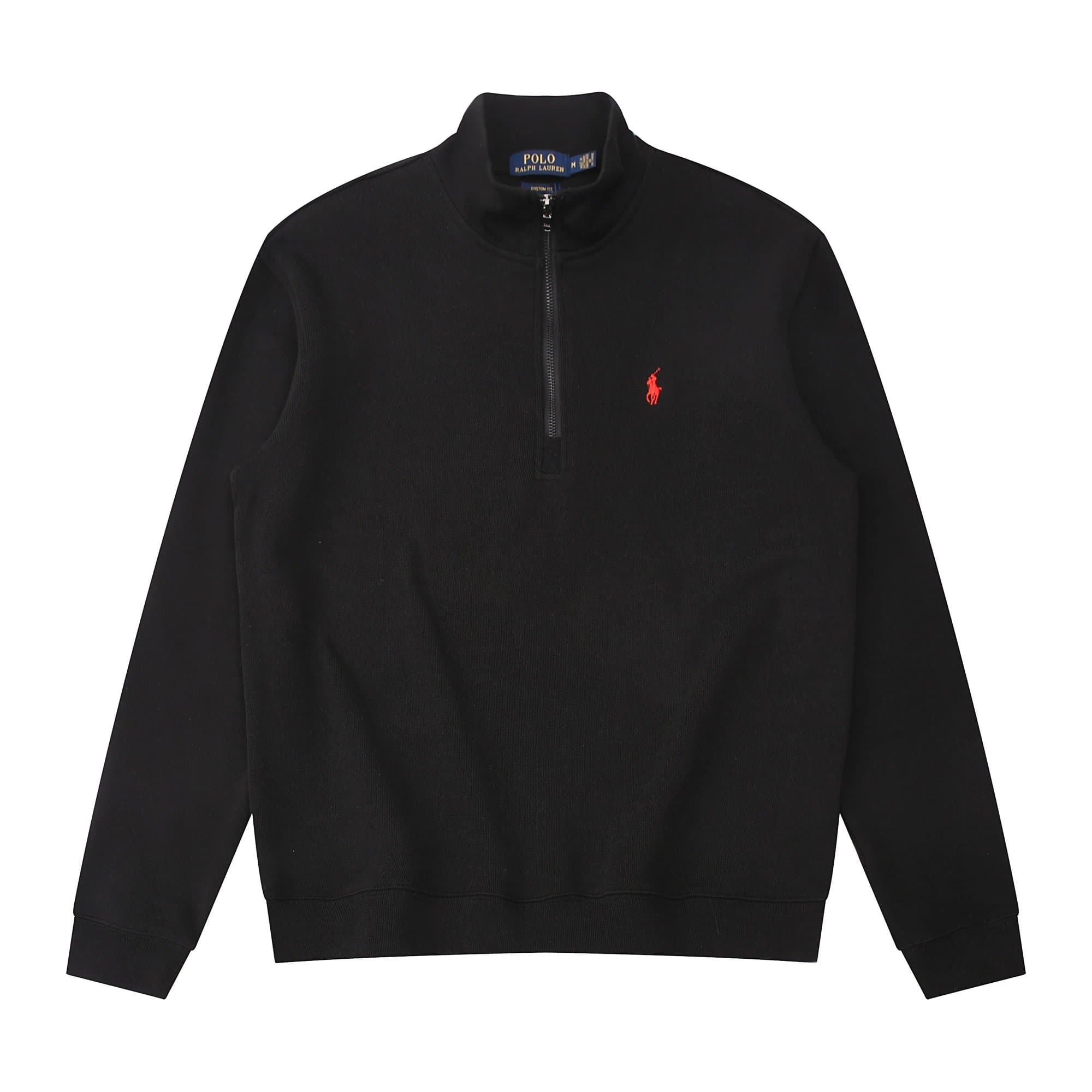 Polo Ralph Lauren Black Half-Zip Sweater with Red Pony Logo