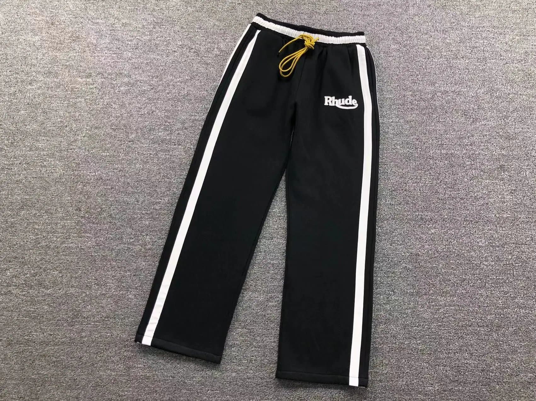 Rhude Rhude Black Track Pants with White Side Stripes Black
