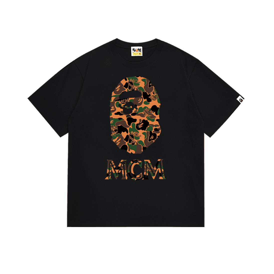 A BATHING APE x MCM Camo Print Black T-Shirt