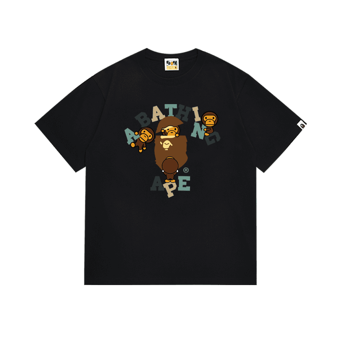 A Bathing Ape Multi-Monkey Black T-Shirt
